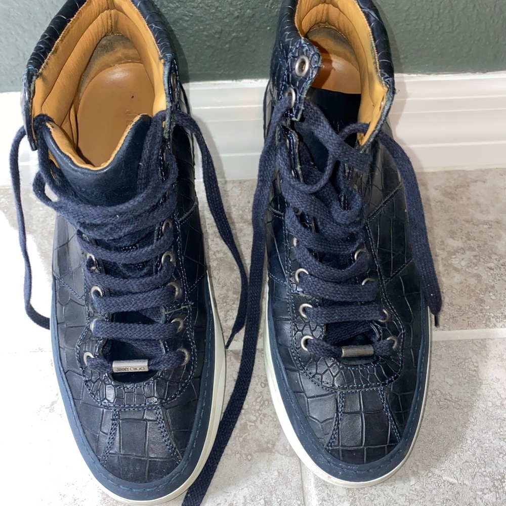 Jimmy Choo, Croc, Leather, Black